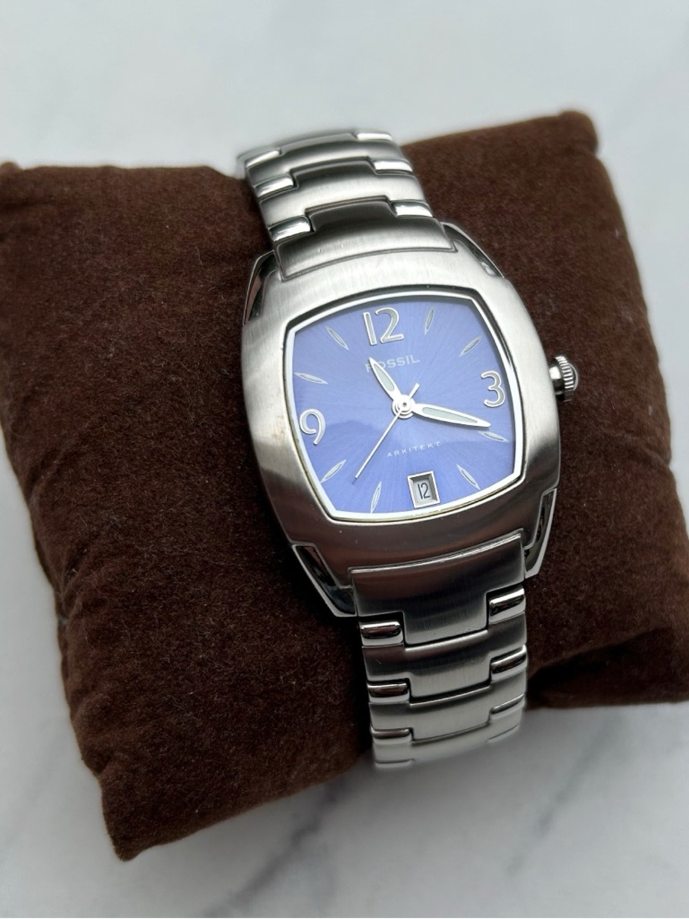 Fossil Arkitekt Stainless Steel Watch with Blue Dial Date